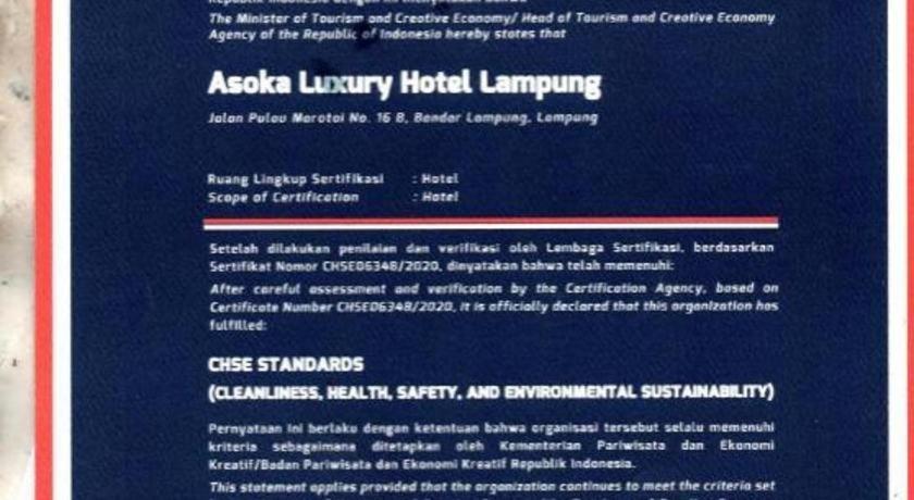 Asoka Luxury Hotel Bandar Lampung Eksteriør billede